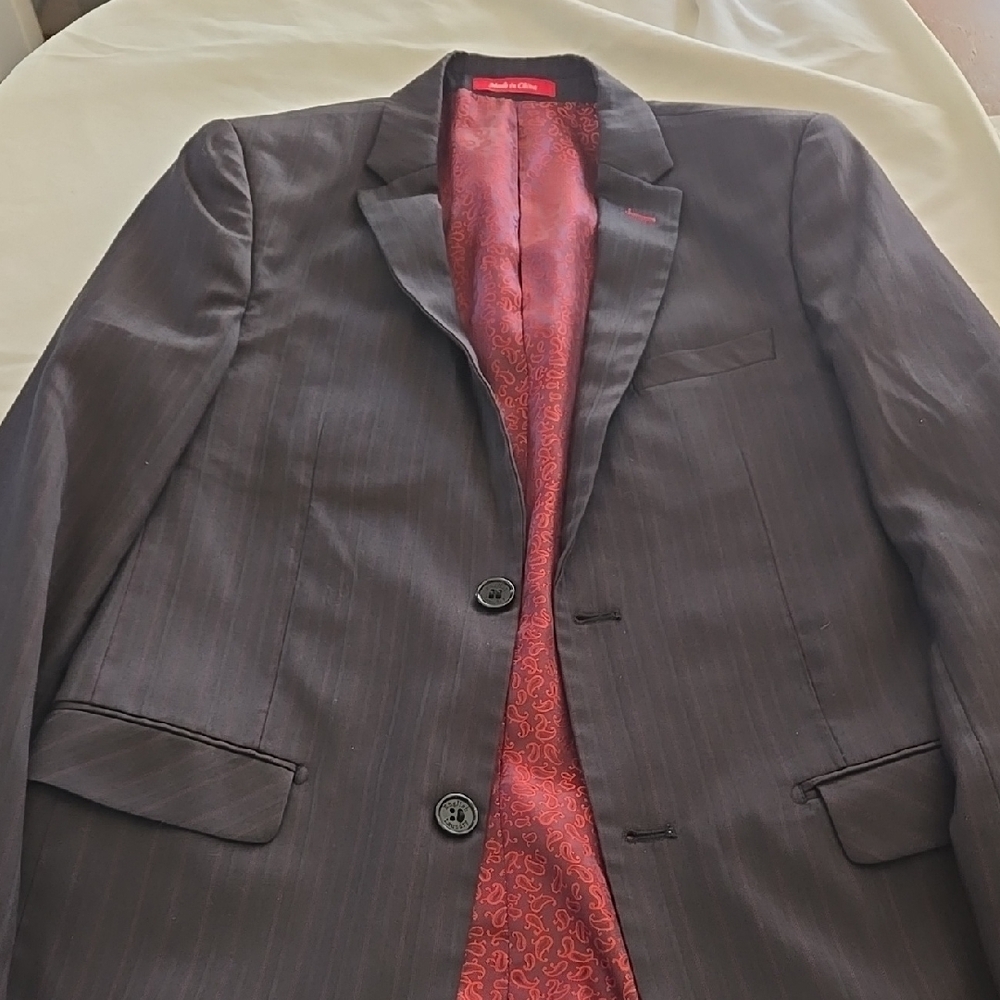 Men's Black Blazer with Red Lining